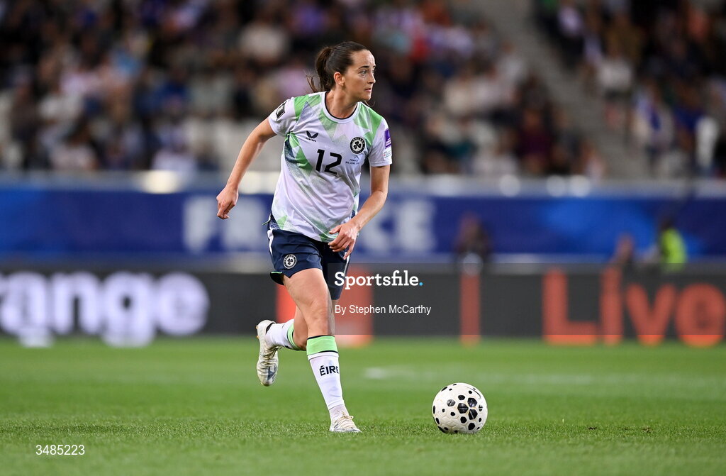 9 June 2026; Anna Patten of Republic of Ireland during the 2027 FIFA Women’s World Cup Qualifier match between France and Republic of Ireland at Stade des Alpes in Grenoble, France. Photo by Stephen McCarthy/Sportsfile
