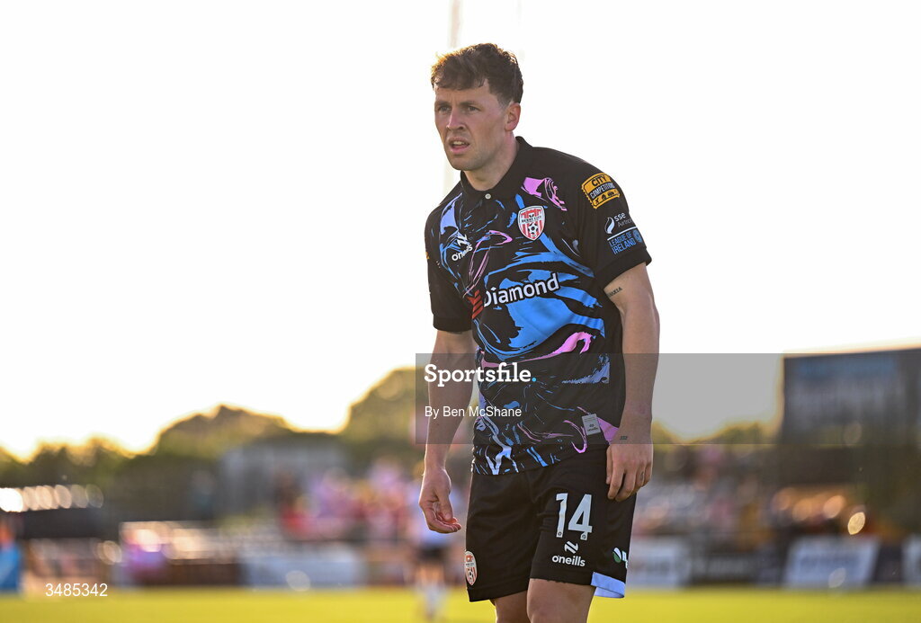 29 May 2026; Ben Doherty of Derry City during the SSE Airtricity Men’s Premier Division match between Dundalk and Derry City at Oriel Park in Dundalk, Louth. Photo by Ben McShane/Sportsfile