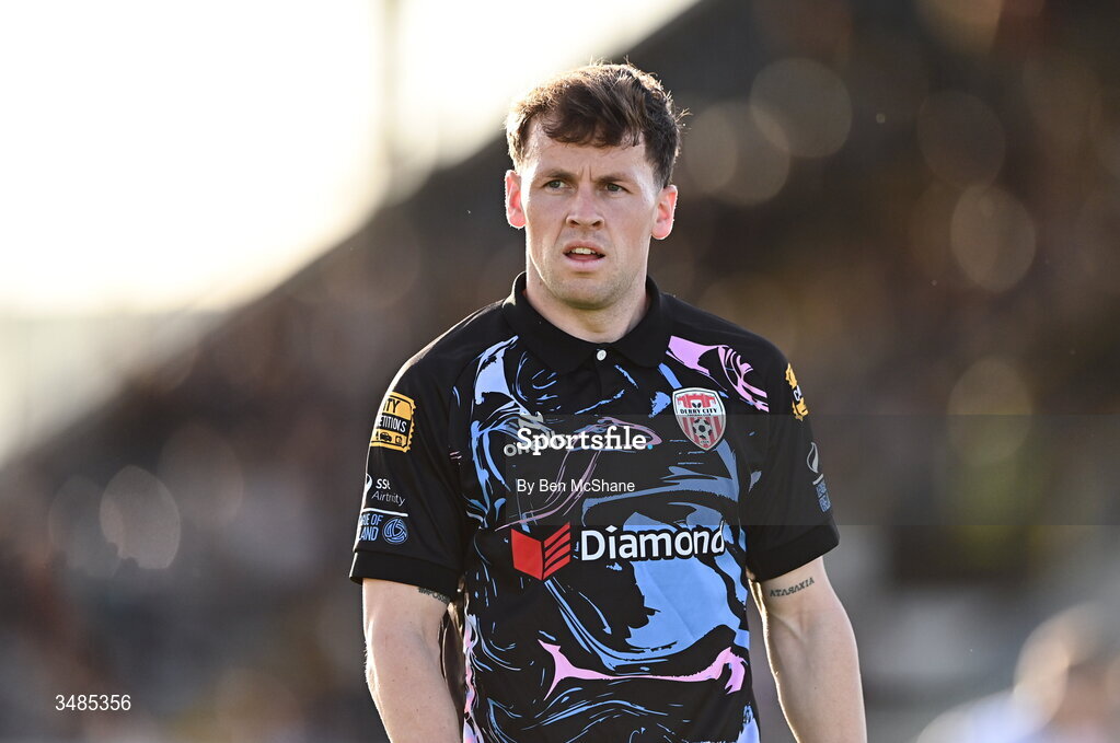 29 May 2026; Ben Doherty of Derry City during the SSE Airtricity Men’s Premier Division match between Dundalk and Derry City at Oriel Park in Dundalk, Louth. Photo by Ben McShane/Sportsfile