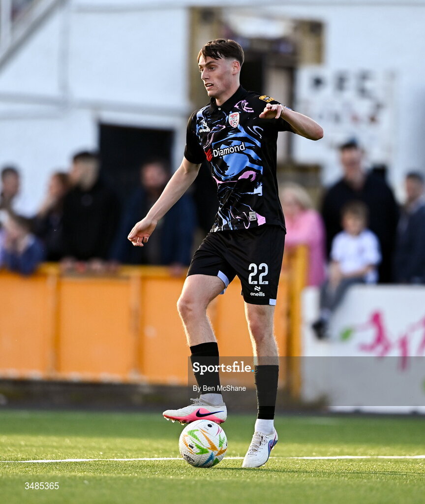 29 May 2026; Conor Barr of Derry City during the SSE Airtricity Men’s Premier Division match between Dundalk and Derry City at Oriel Park in Dundalk, Louth. Photo by Ben McShane/Sportsfile
