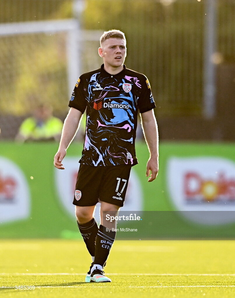 29 May 2026; Josh Thomas of Derry City during the SSE Airtricity Men’s Premier Division match between Dundalk and Derry City at Oriel Park in Dundalk, Louth. Photo by Ben McShane/Sportsfile