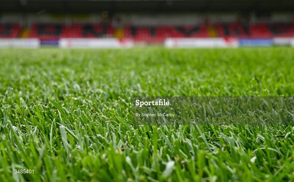 12 June 2026; A general view of the newly laid hybrid pitch of The Ryan McBride Brandywell Stadium ahead of the SSE Airtricity Men’s Premier Division match between Derry City and Bohemians at Derry City's temporary home Find Insurance Celtic Park in Derry. Photo by Stephen McCarthy/Sportsfile