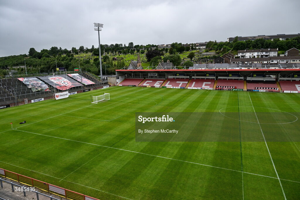 12 June 2026; A general view of Celtic Park before the SSE Airtricity Men’s Premier Division match between Derry City and Bohemians at Find Insurance Celtic Park in Derry. Photo by Stephen McCarthy/Sportsfile