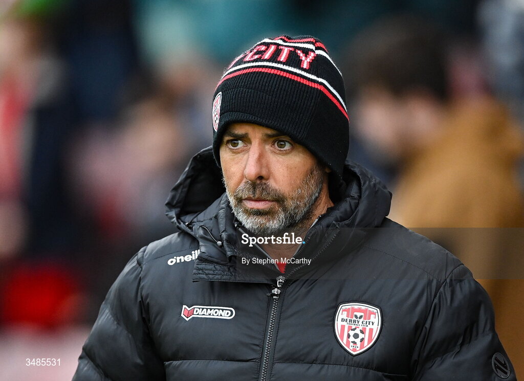 12 June 2026; Derry City manager Tiernan Lynch before the SSE Airtricity Men’s Premier Division match between Derry City and Bohemians at Find Insurance Celtic Park in Derry. Photo by Stephen McCarthy/Sportsfile