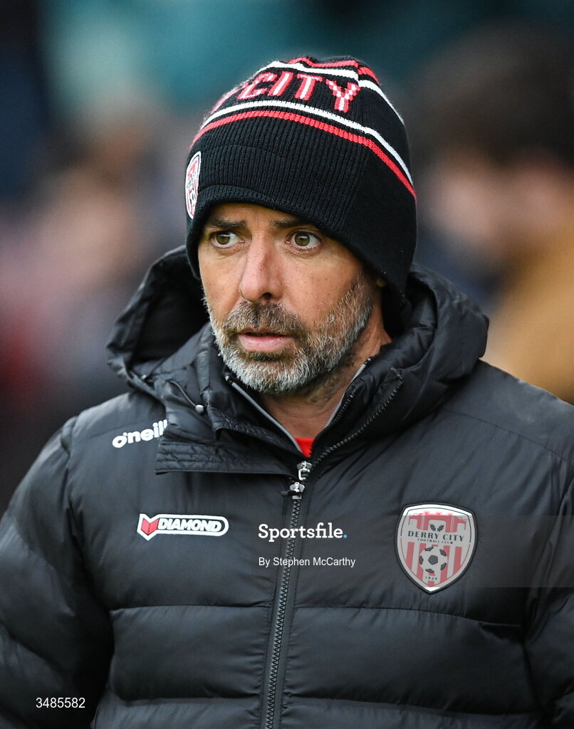 12 June 2026; Derry City manager Tiernan Lynch before the SSE Airtricity Men’s Premier Division match between Derry City and Bohemians at Find Insurance Celtic Park in Derry. Photo by Stephen McCarthy/Sportsfile