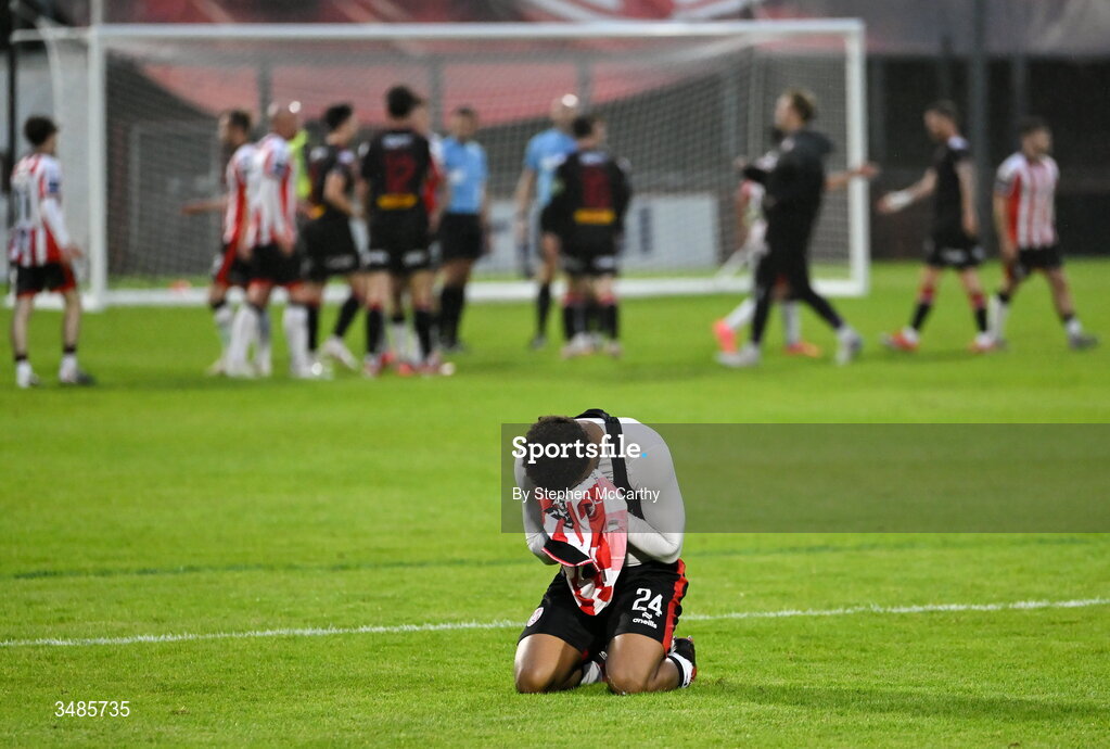 12 June 2026; Henry Rylah of Derry City after the SSE Airtricity Men’s Premier Division match between Derry City and Bohemians at Find Insurance Celtic Park in Derry. Photo by Stephen McCarthy/Sportsfile