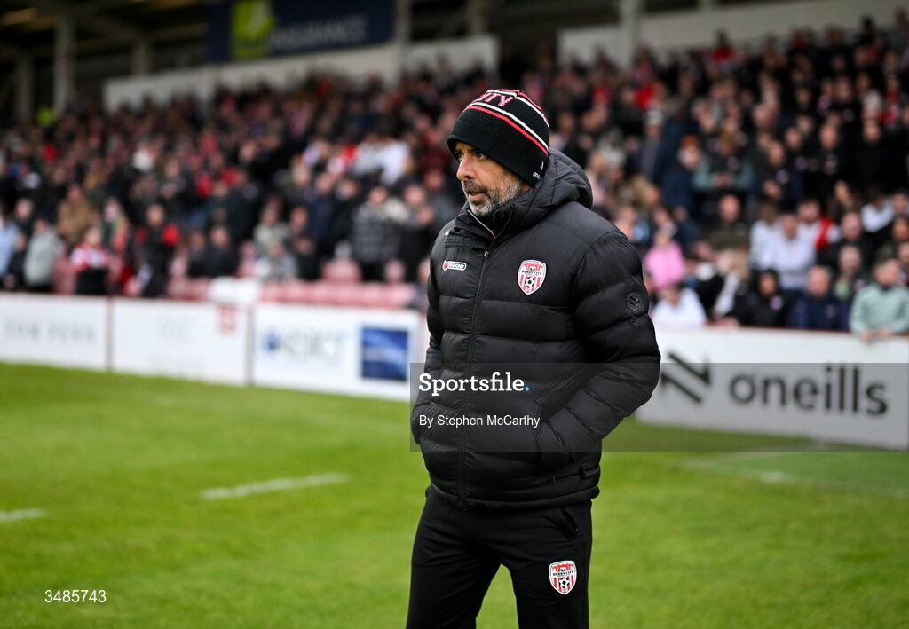12 June 2026; Derry City manager Tiernan Lynch before the SSE Airtricity Men’s Premier Division match between Derry City and Bohemians at Find Insurance Celtic Park in Derry. Photo by Stephen McCarthy/Sportsfile