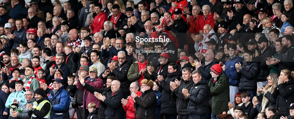 12 June 2026; Derry City supporters during the SSE Airtricity Men’s Premier Division match between Derry City and Bohemians at Find Insurance Celtic Park in Derry. Photo by Stephen McCarthy/Sportsfile