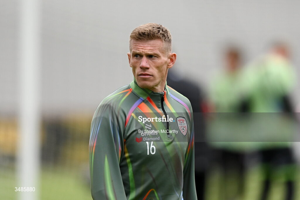 12 June 2026; James McClean of Derry City before the SSE Airtricity Men’s Premier Division match between Derry City and Bohemians at Find Insurance Celtic Park in Derry. Photo by Stephen McCarthy/Sportsfile