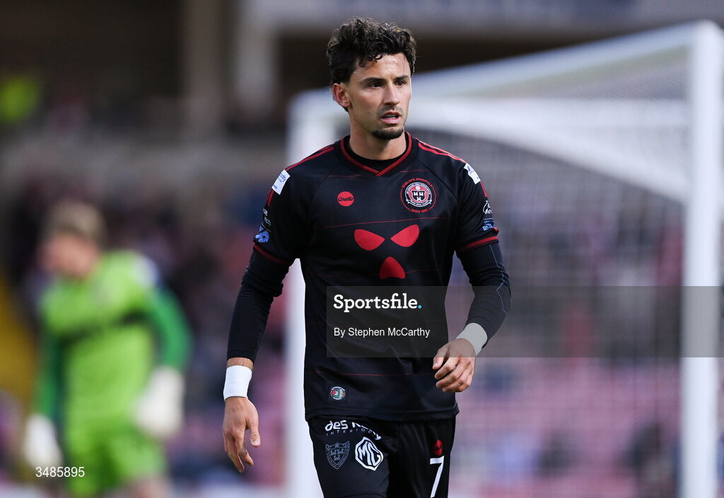 12 June 2026; Connor Parsons of Bohemians during the SSE Airtricity Men’s Premier Division match between Derry City and Bohemians at Find Insurance Celtic Park in Derry. Photo by Stephen McCarthy/Sportsfile