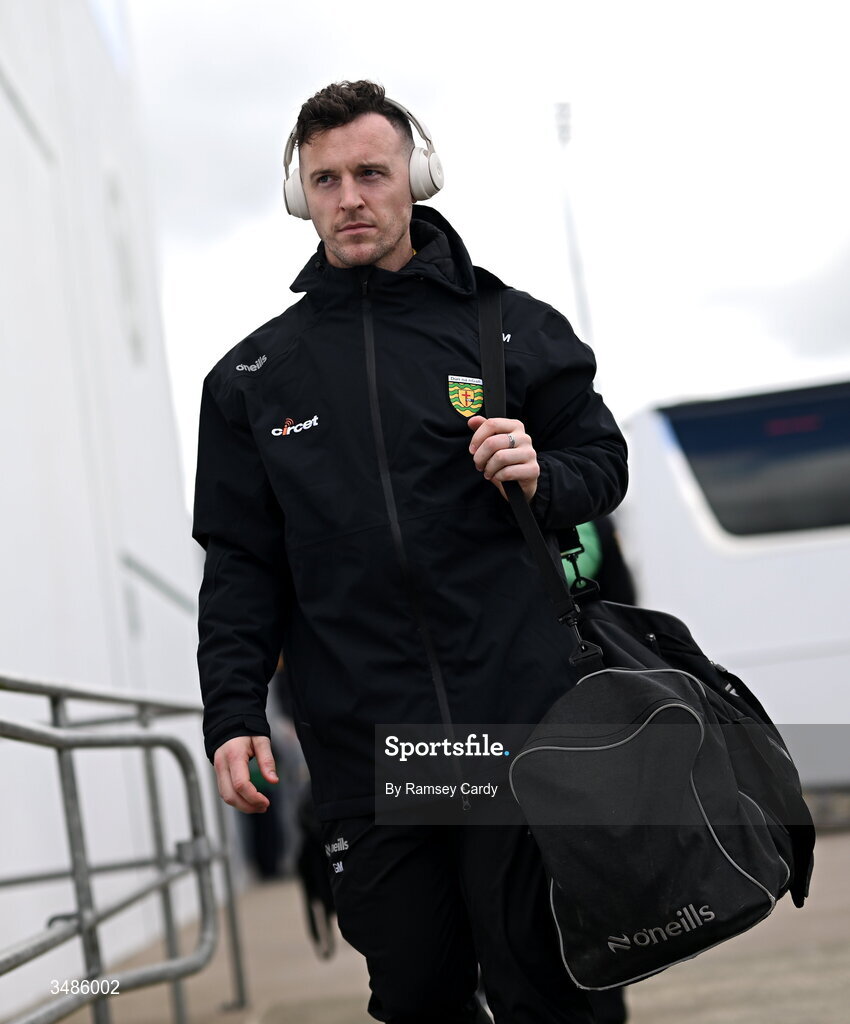 13 June 2026; Donegal goalkeeper Gavin Mulreany arrives before the GAA Football All-Ireland Senior Championship Round 2A match between Donegal and Cork at MacCumhaill Park in Ballybofey, Donegal. Photo by Ramsey Cardy/Sportsfile