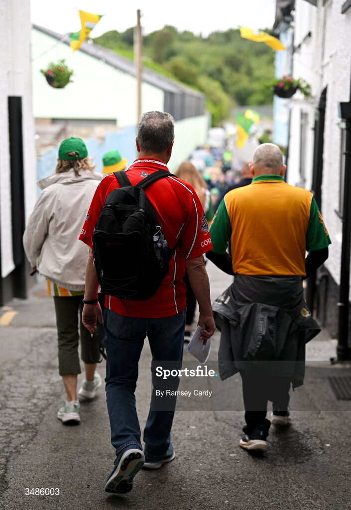 13 June 2026; Cork and Donegal supporters before the GAA Football All-Ireland Senior Championship Round 2A match between Donegal and Cork at MacCumhaill Park in Ballybofey, Donegal. Photo by Ramsey Cardy/Sportsfile