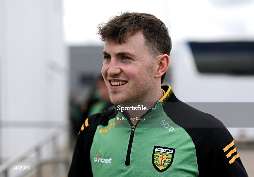 13 June 2026; Shane O' Donnell of Donegal arrives before the GAA Football All-Ireland Senior Championship Round 2A match between Donegal and Cork at MacCumhaill Park in Ballybofey, Donegal. Photo by Ramsey Cardy/Sportsfile