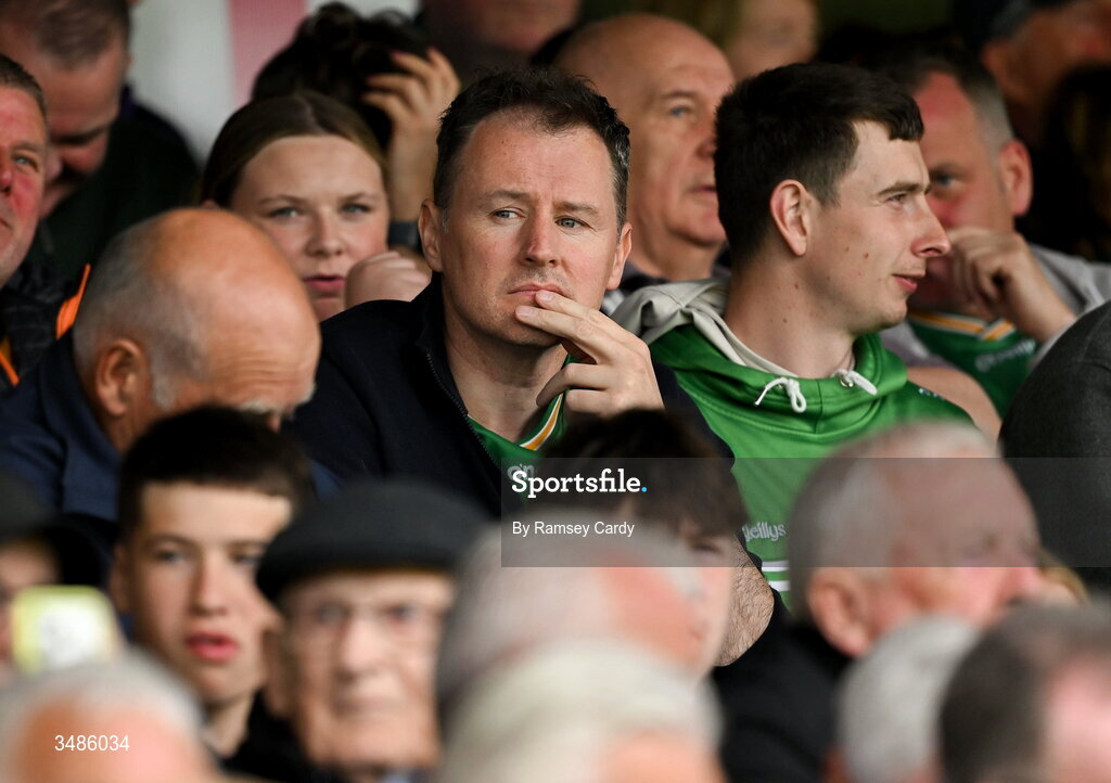 13 June 2026; Minister of State with special responsibility for Sport and Postal Policy Charlie McConalogue during the GAA Football All-Ireland Senior Championship Round 2A match between Donegal and Cork at MacCumhaill Park in Ballybofey, Donegal. Photo by Ramsey Cardy/Sportsfile