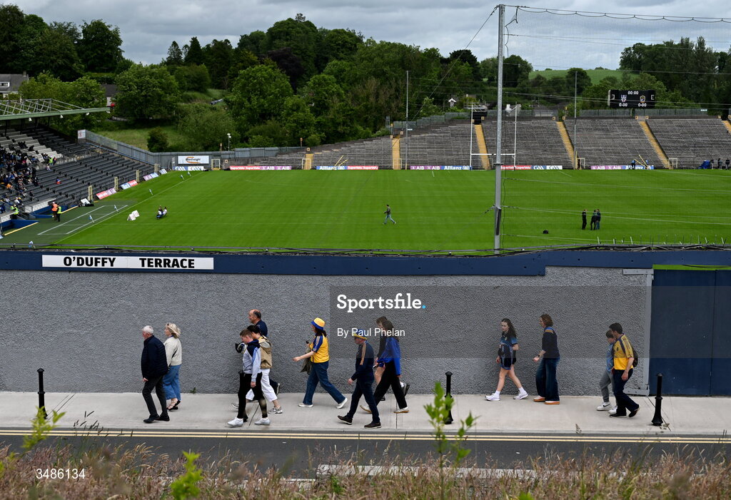 13 June 2026; Supporters make their way to the ground before the GAA Football All-Ireland Senior Championship Round 2B match between Monaghan and Roscommon at St. Tiernach's Park in Clones, Monaghan. Photo by Paul Phelan/Sportsfile