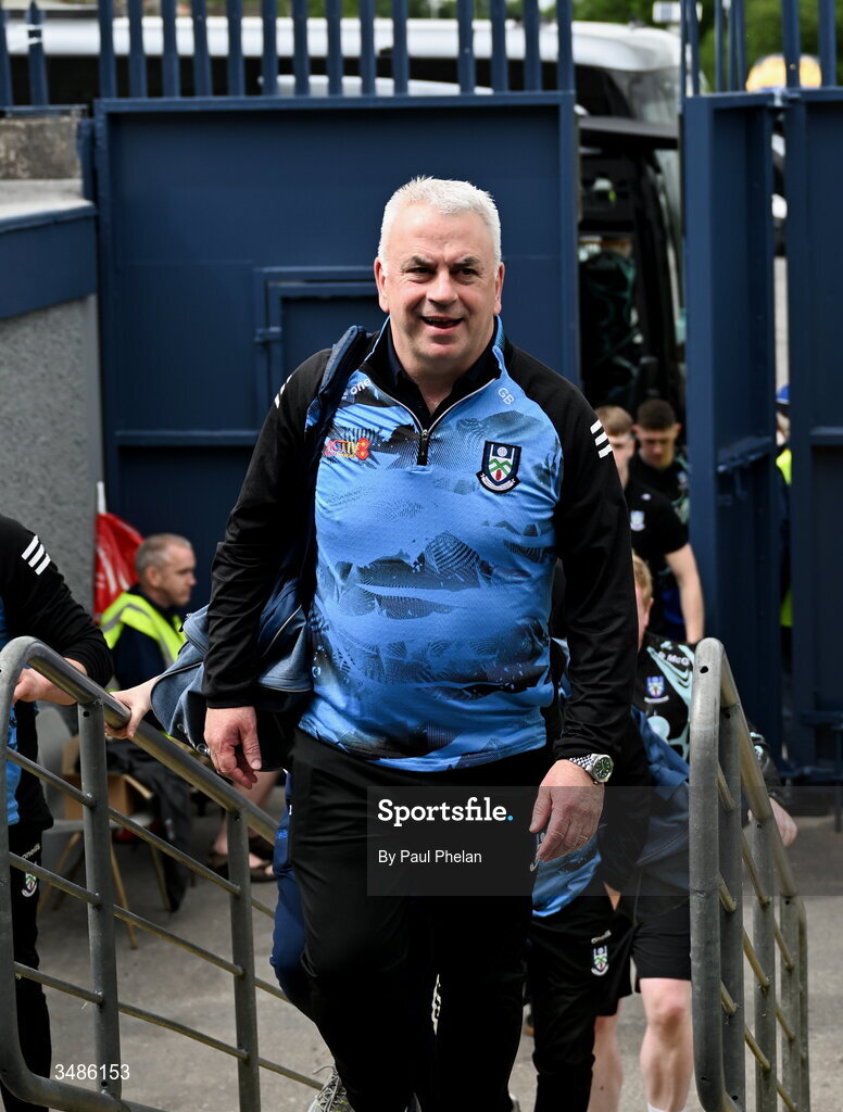13 June 2026; Monaghan manager Gabriel Bannigan arrives before the GAA Football All-Ireland Senior Championship Round 2B match between Monaghan and Roscommon at St. Tiernach's Park in Clones, Monaghan. Photo by Paul Phelan/Sportsfile