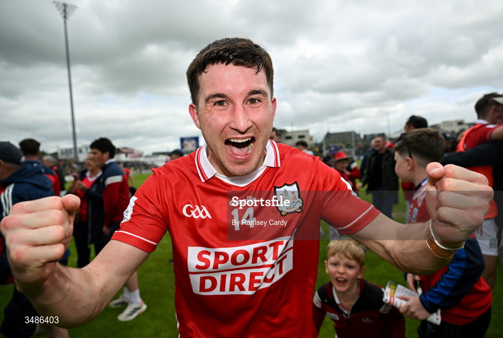 13 June 2026; Chris Óg Jones of Cork celebrates after the GAA Football All-Ireland Senior Championship Round 2A match between Donegal and Cork at MacCumhaill Park in Ballybofey, Donegal. Photo by Ramsey Cardy/Sportsfile