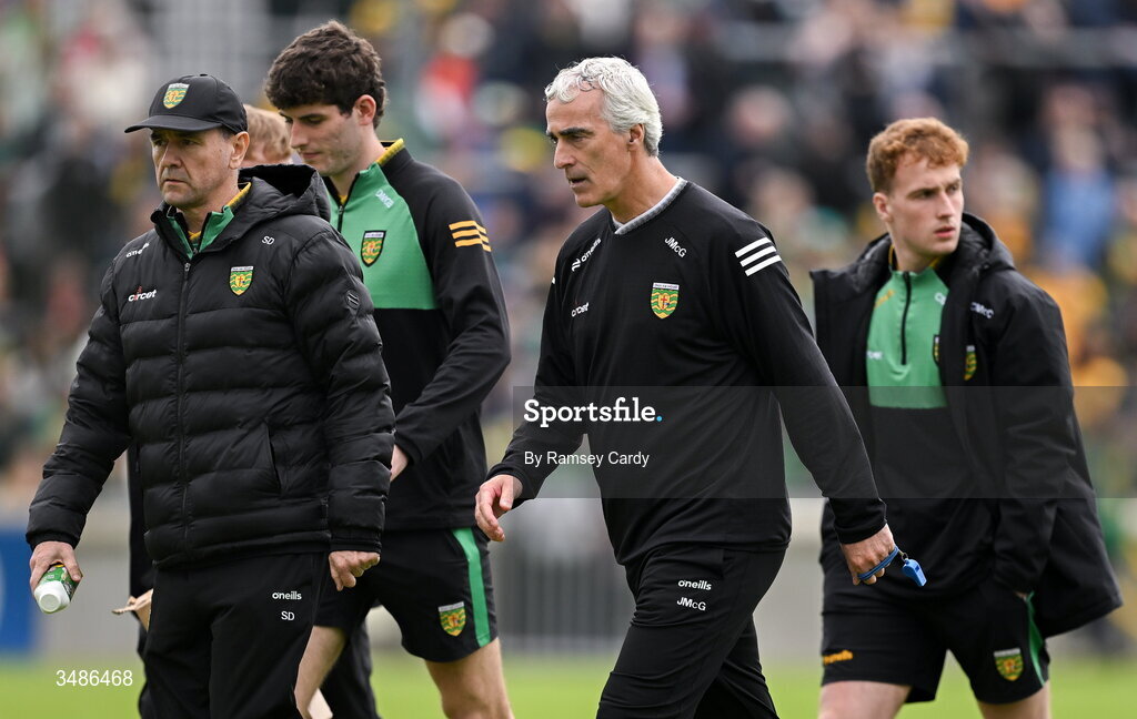 13 June 2026; Donegal manager Jim McGuinness after his side's defeat in the GAA Football All-Ireland Senior Championship Round 2A match between Donegal and Cork at MacCumhaill Park in Ballybofey, Donegal. Photo by Ramsey Cardy/Sportsfile