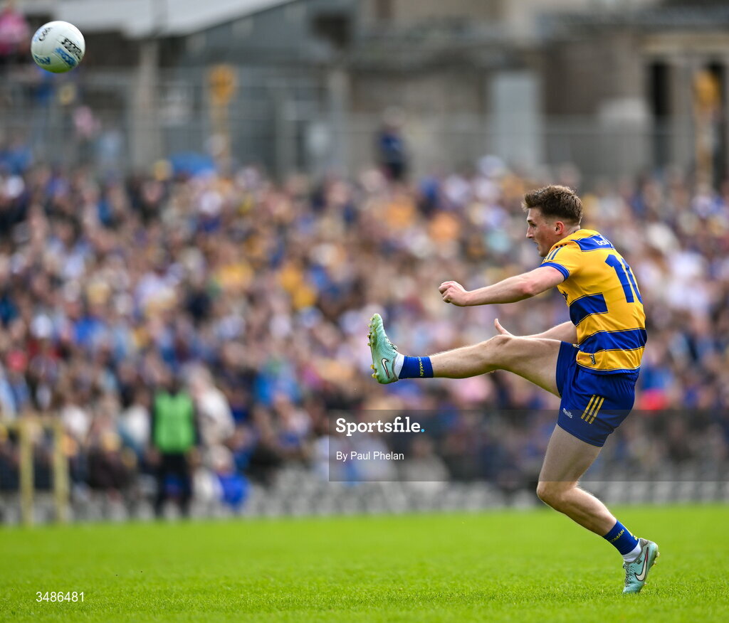 13 June 2026; Dylan Ruane of Roscommon scores a point during the GAA Football All-Ireland Senior Championship Round 2B match between Monaghan and Roscommon at St. Tiernach's Park in Clones, Monaghan. Photo by Paul Phelan/Sportsfile