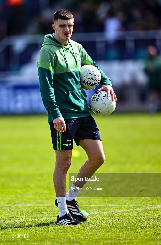13 June 2026; Injured Kerry footballer Seán O'Shea before during the GAA Football All-Ireland Senior Championship Round 2B match between Kildare and Kerry at Cedral St Conleth's Park in Newbridge, Kildare. Photo by Piaras Ó Mídheach/Sportsfile