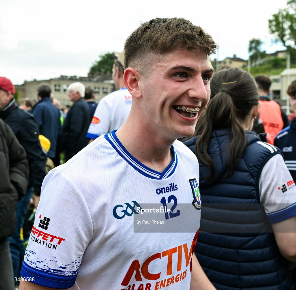 13 June 2026; Oisin McGorman of Monaghan celebrates after the GAA Football All-Ireland Senior Championship Round 2B match between Monaghan and Roscommon at St. Tiernach's Park in Clones, Monaghan. Photo by Paul Phelan/Sportsfile