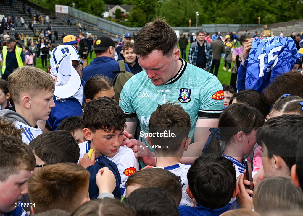 13 June 2026; Monaghan goalkeeper Rory Beggan signs autographs after the GAA Football All-Ireland Senior Championship Round 2B match between Monaghan and Roscommon at St. Tiernach's Park in Clones, Monaghan. Photo by Paul Phelan/Sportsfile