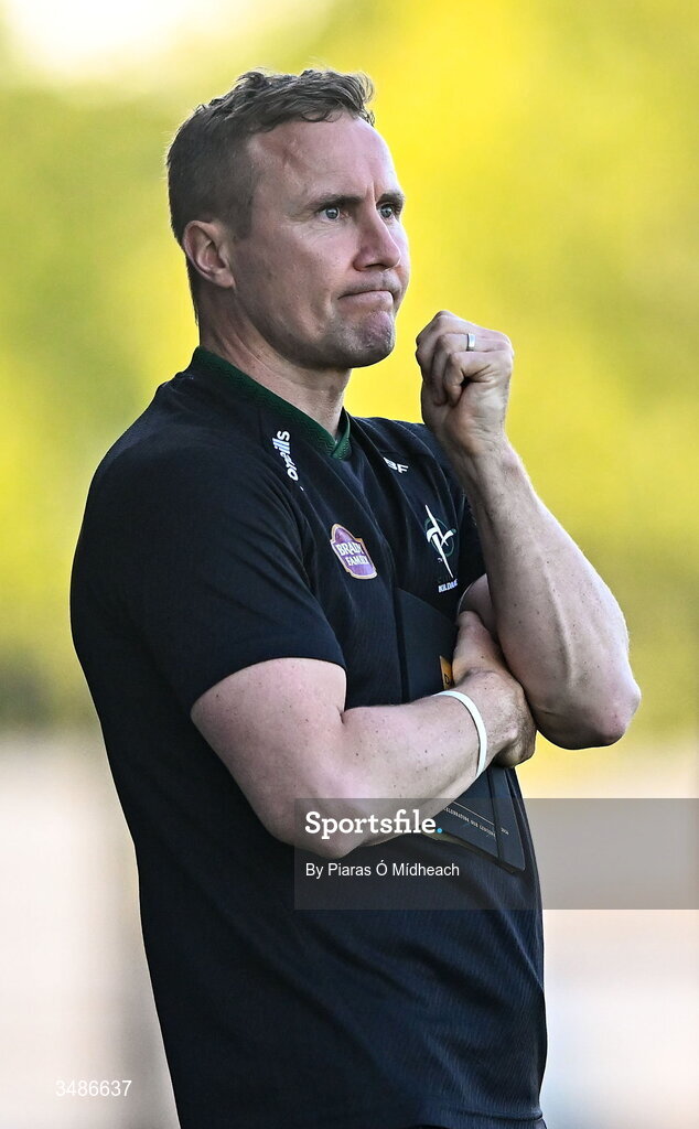 13 June 2026; Kildare manager Brian Flanagan reacts during the GAA Football All-Ireland Senior Championship Round 2B match between Kildare and Kerry at Cedral St Conleth's Park in Newbridge, Kildare. Photo by Piaras Ó Mídheach/Sportsfile