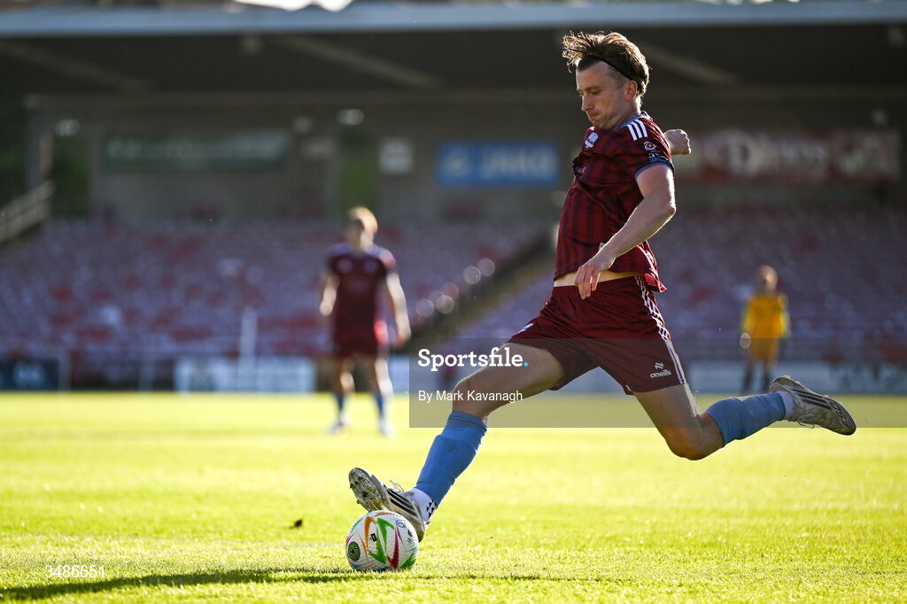 12 June 2026; David Hurley of Galway United in action during the SSE Airtricity Men’s Premier Division match between Galway United and Dundalk at Turner's Cross Stadium in Cork. Photo by Mark Kavanagh/Sportsfile