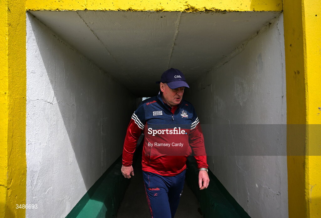 13 June 2026; Cork manager John Cleary makes his way out for the second half of the GAA Football All-Ireland Senior Championship Round 2A match between Donegal and Cork at MacCumhaill Park in Ballybofey, Donegal. Photo by Ramsey Cardy/Sportsfile