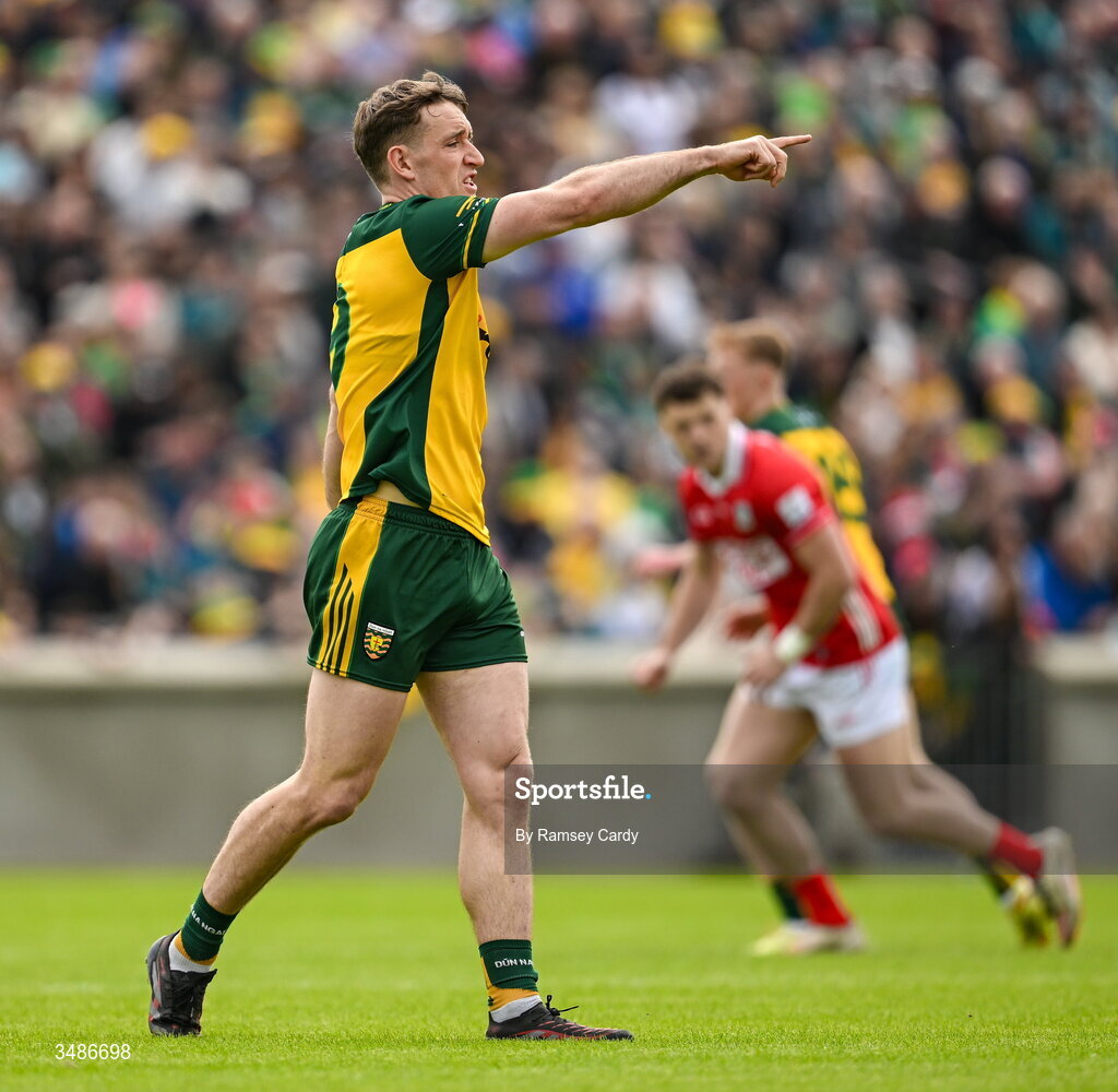 13 June 2026; Hugh McFadden of Donegal during the GAA Football All-Ireland Senior Championship Round 2A match between Donegal and Cork at MacCumhaill Park in Ballybofey, Donegal. Photo by Ramsey Cardy/Sportsfile