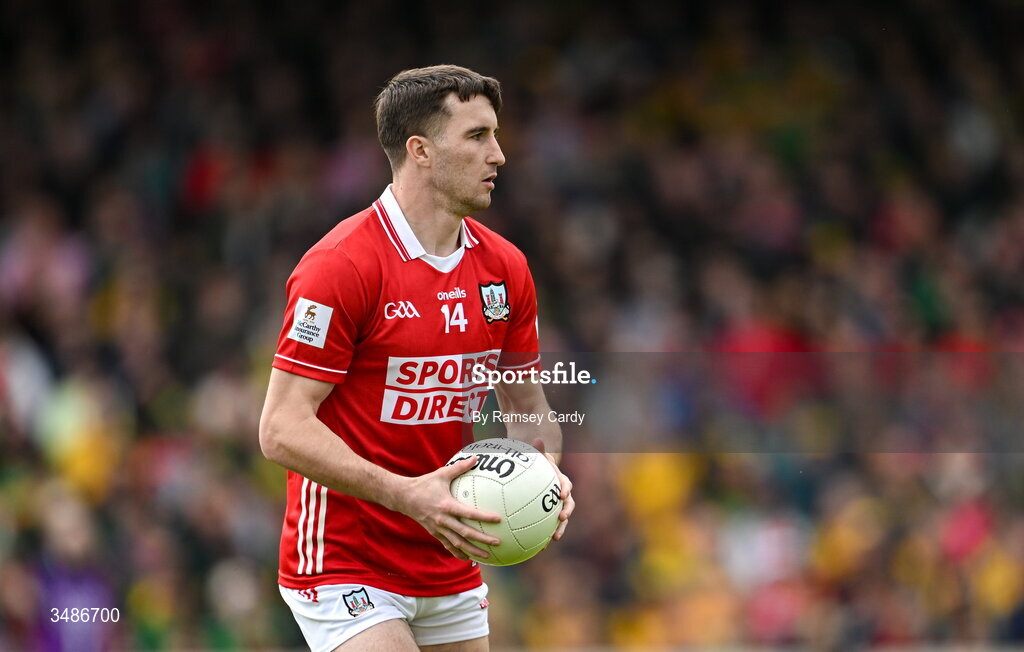 13 June 2026; Chris Óg Jones of Cork during the GAA Football All-Ireland Senior Championship Round 2A match between Donegal and Cork at MacCumhaill Park in Ballybofey, Donegal. Photo by Ramsey Cardy/Sportsfile