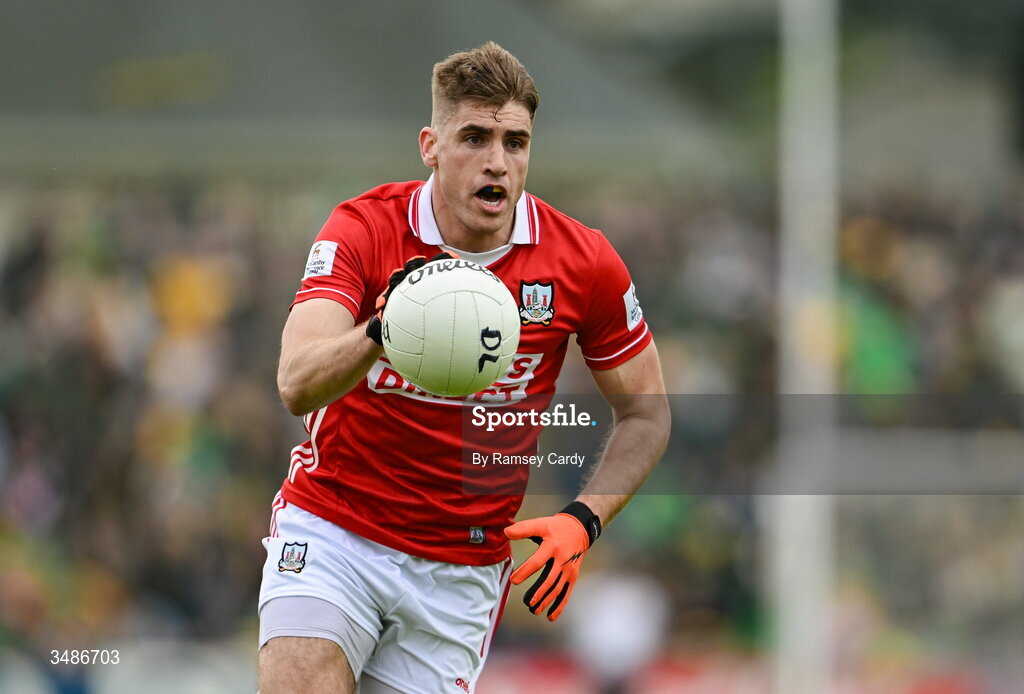 13 June 2026; Ian Maguire of Cork during the GAA Football All-Ireland Senior Championship Round 2A match between Donegal and Cork at MacCumhaill Park in Ballybofey, Donegal. Photo by Ramsey Cardy/Sportsfile