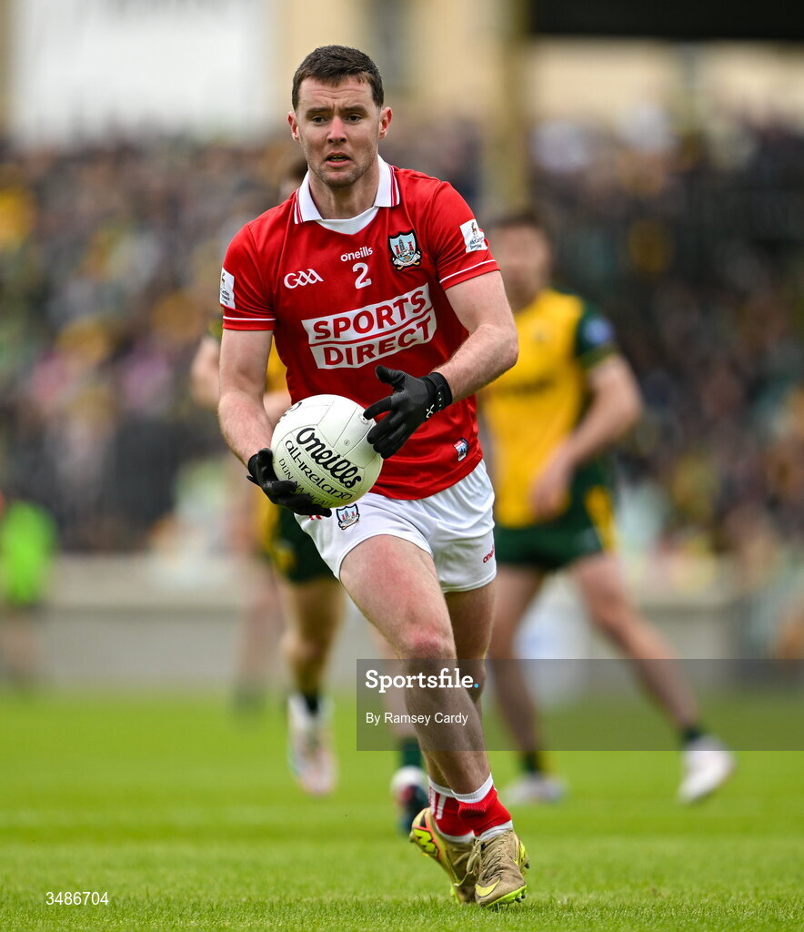13 June 2026; Maurice Shanley of Cork during the GAA Football All-Ireland Senior Championship Round 2A match between Donegal and Cork at MacCumhaill Park in Ballybofey, Donegal. Photo by Ramsey Cardy/Sportsfile