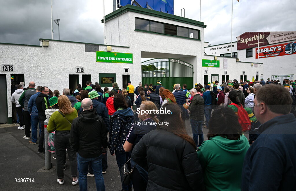 13 June 2026; Supporters queue outside before the GAA Football All-Ireland Senior Championship Round 2A match between Donegal and Cork at MacCumhaill Park in Ballybofey, Donegal. Photo by Ramsey Cardy/Sportsfile