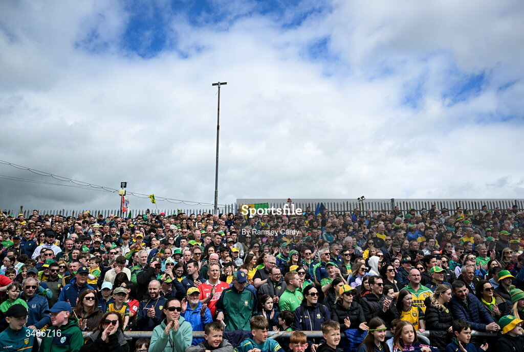 13 June 2026; Supporters during the GAA Football All-Ireland Senior Championship Round 2A match between Donegal and Cork at MacCumhaill Park in Ballybofey, Donegal. Photo by Ramsey Cardy/Sportsfile