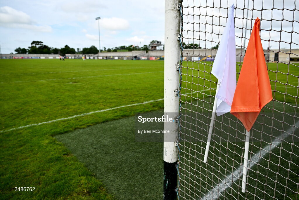 14 June 2026; Umpire point flags are seen before the GAA Football All-Ireland Senior Championship Round 2A match between Louth and Armagh at Páirc Grattan in Inniskeen, Monaghan. Photo by Ben McShane/Sportsfile
