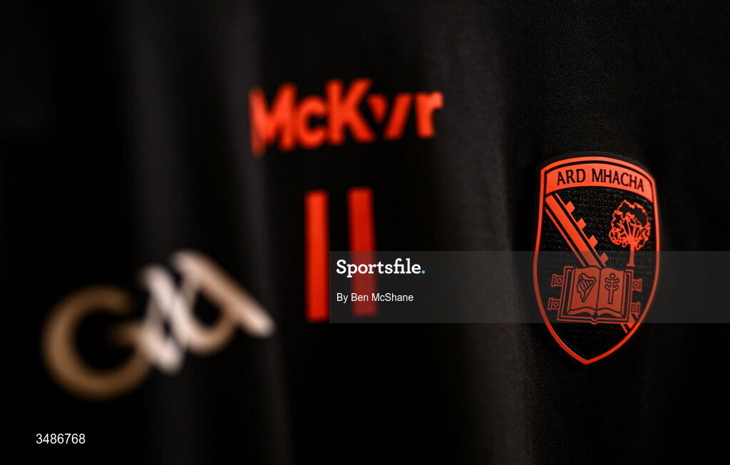 14 June 2026; A detailed view of the Armagh jersey of Darragh McMullan inside the dressing room before the GAA Football All-Ireland Senior Championship Round 2A match between Louth and Armagh at Páirc Grattan in Inniskeen, Monaghan. Photo by Ben McShane/Sportsfile