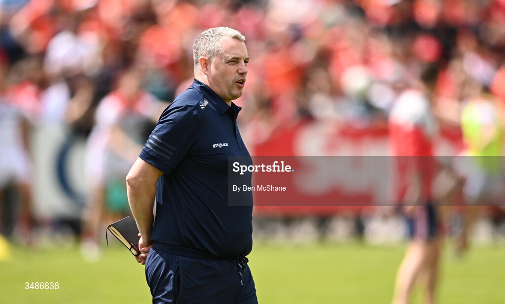14 June 2026; Louth manager Gavin Devlin before the GAA Football All-Ireland Senior Championship Round 2A match between Louth and Armagh at Páirc Grattan in Inniskeen, Monaghan. Photo by Ben McShane/Sportsfile