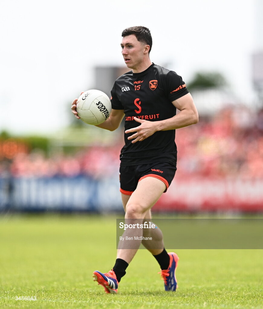 14 June 2026; Oisin Conaty of Armagh during the GAA Football All-Ireland Senior Championship Round 2A match between Louth and Armagh at Páirc Grattan in Inniskeen, Monaghan. Photo by Ben McShane/Sportsfile