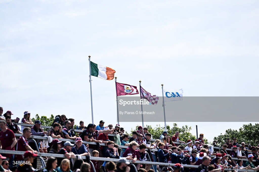 14 June 2026; Supporters before the GAA Football All-Ireland Senior Championship Round 2A match between Galway and Westmeath at Pearse Stadium in Salthill, Galway. Photo by Piaras Ó Mídheach/Sportsfile