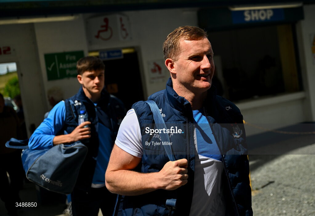 14 June 2026; Ciarán Kilkenny of Dublin arrives before the GAA Football All-Ireland Senior Championship Round 2B match between Cavan and Dublin at Kingspan Breffni in Cavan. Photo by Tyler Miller/Sportsfile