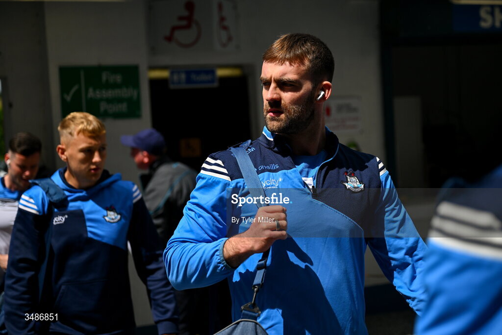 14 June 2026; Seán MacMahon of Dublin arrives before the GAA Football All-Ireland Senior Championship Round 2B match between Cavan and Dublin at Kingspan Breffni in Cavan. Photo by Tyler Miller/Sportsfile
