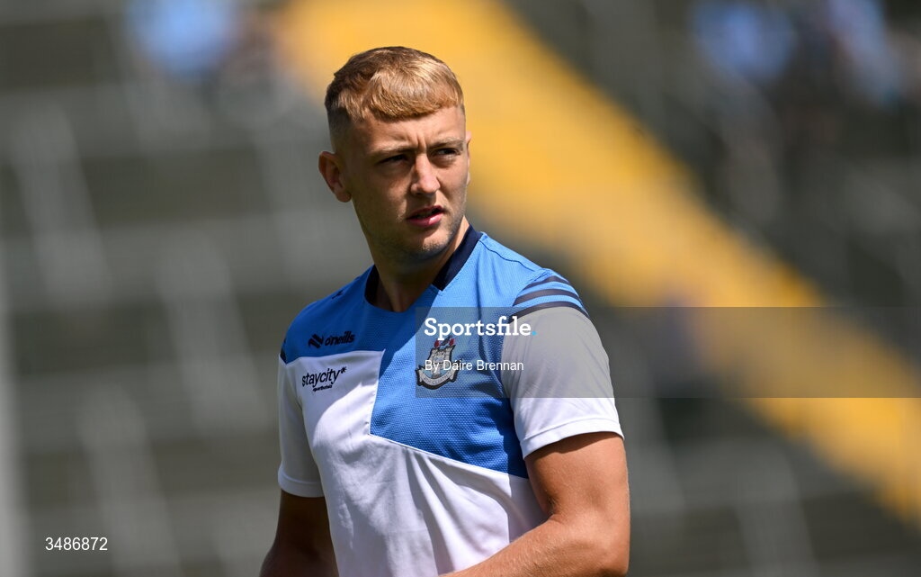 14 June 2026; Jack Lundy of Dublin ahead of the GAA Football All-Ireland Senior Championship Round 2B match between Cavan and Dublin at Kingspan Breffni in Cavan. Photo by Daire Brennan/Sportsfile