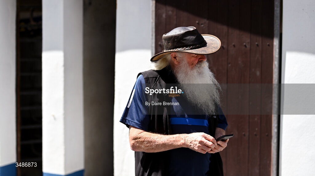 14 June 2026; Cavan supporter Ulty Smith, from Castlerahan, Co Cavan, ahead of the GAA Football All-Ireland Senior Championship Round 2B match between Cavan and Dublin at Kingspan Breffni in Cavan. Photo by Daire Brennan/Sportsfile