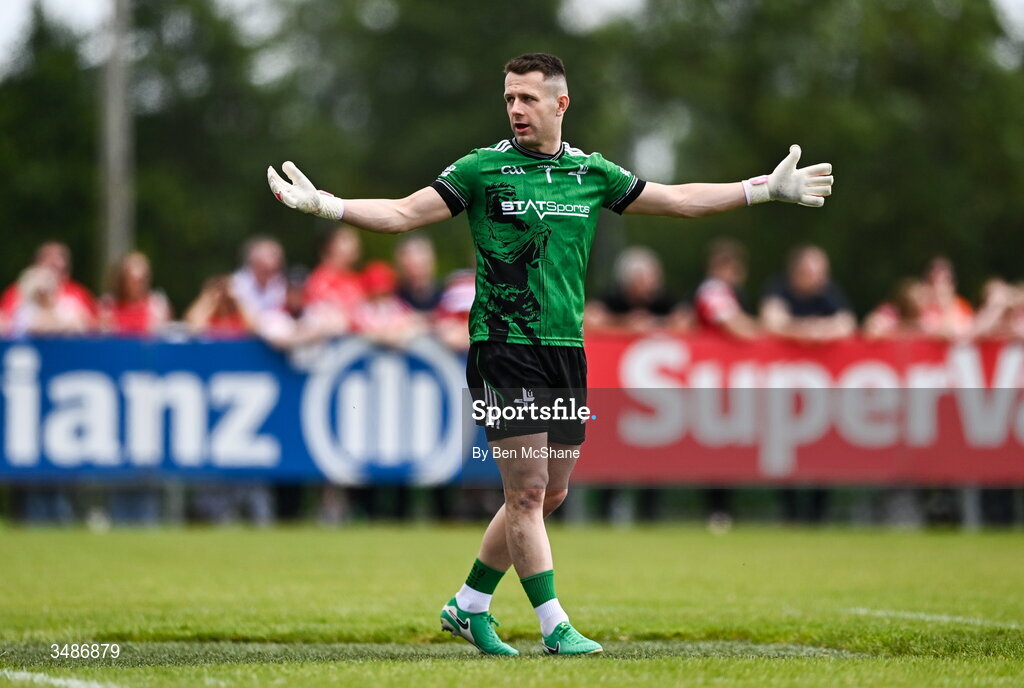14 June 2026; Louth goalkeeper Niall McDonnell reacts during the GAA Football All-Ireland Senior Championship Round 2A match between Louth and Armagh at Páirc Grattan in Inniskeen, Monaghan. Photo by Ben McShane/Sportsfile
