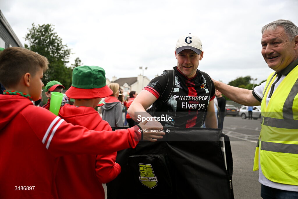 14 June 2026; Mayo manager Andy Moran arrives before the GAA Football All-Ireland Senior Championship Round 2A match between Tyrone and Mayo at O’Neills Healy Park in Omagh, Tyrone. Photo by Ramsey Cardy/Sportsfile
