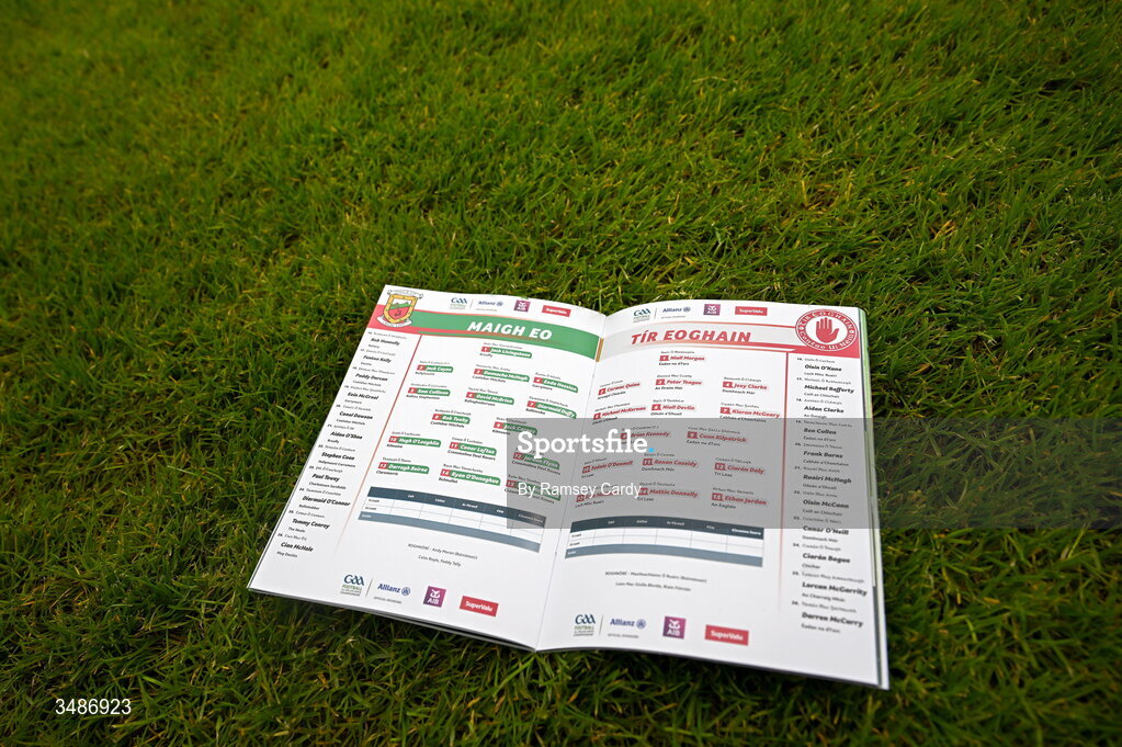 14 June 2026; A general view of the match programme before the GAA Football All-Ireland Senior Championship Round 2A match between Tyrone and Mayo at O’Neills Healy Park in Omagh, Tyrone. Photo by Ramsey Cardy/Sportsfile