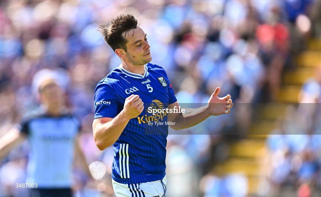 14 June 2026; Gerard Smith of Cavan reacts after missing an attempt on goal during the GAA Football All-Ireland Senior Championship Round 2B match between Cavan and Dublin at Kingspan Breffni in Cavan. Photo by Tyler Miller/Sportsfile