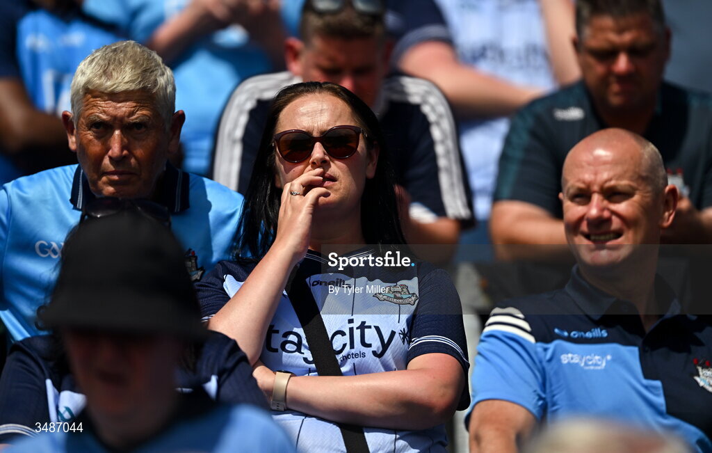 14 June 2026; Dublin supporters during the GAA Football All-Ireland Senior Championship Round 2B match between Cavan and Dublin at Kingspan Breffni in Cavan. Photo by Tyler Miller/Sportsfile