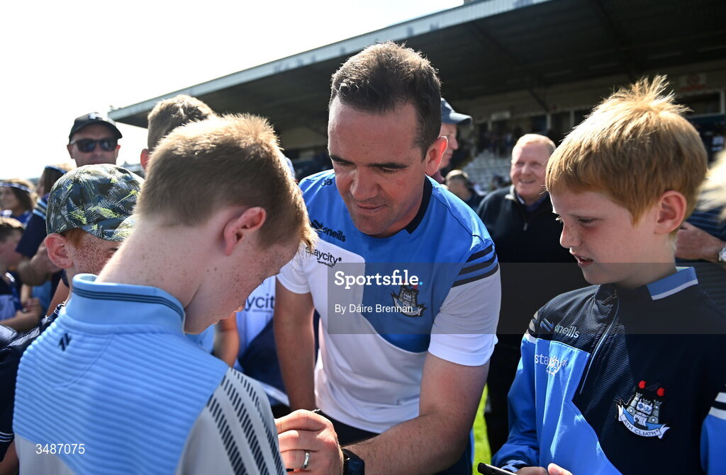 14 June 2026; Dublin manager Ger Brennan signs autographs for supporters after the GAA Football All-Ireland Senior Championship Round 2B match between Cavan and Dublin at Kingspan Breffni in Cavan. Photo by Daire Brennan/Sportsfile
